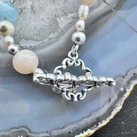 Carolyn Pollack Sterling Silver Beach Tone Multi Gemstone 23" Necklace For Women - Picture 9 of 10